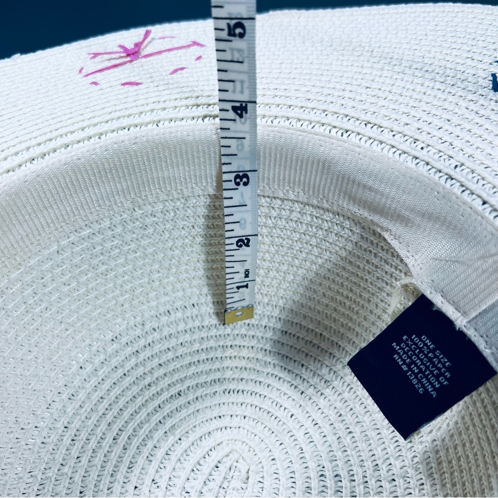 Marcus Adler White Straw Sun Hat Colorful Starburst Wide Brim Beach Resort - Picture 8 of 10